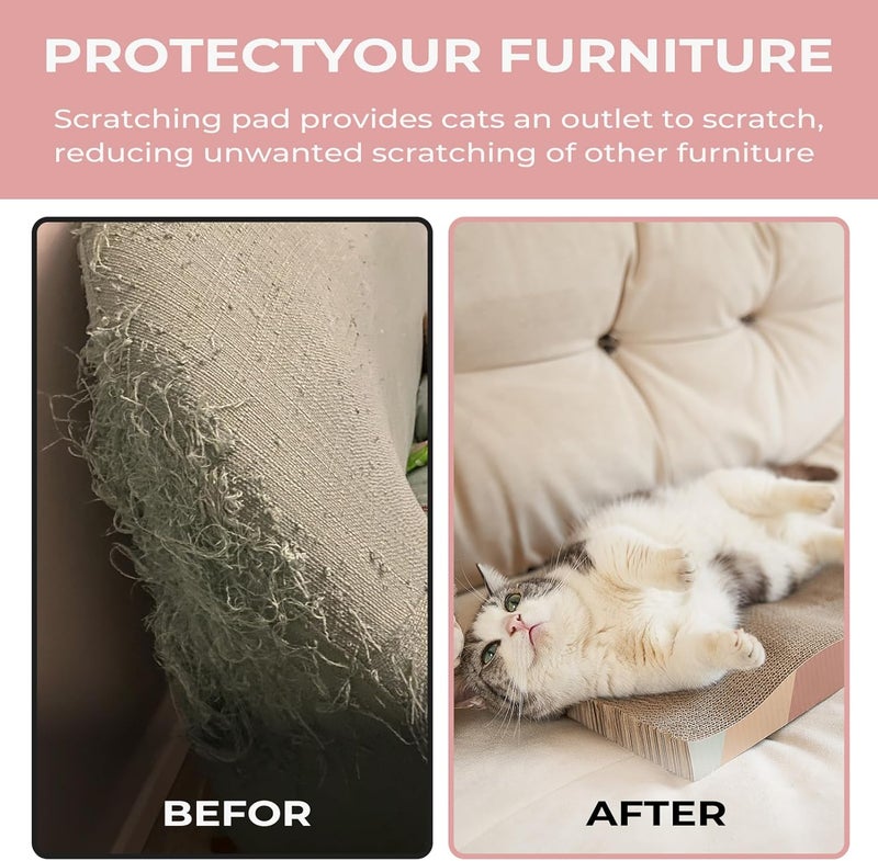 SIDAZON Cat Scratching Board cat Scratcher Cat Scratch Pad Cardboard cat scratchers for Indoor Cats Reversible Large Wide Corrugated with Catnip(2pcs) - Image 5